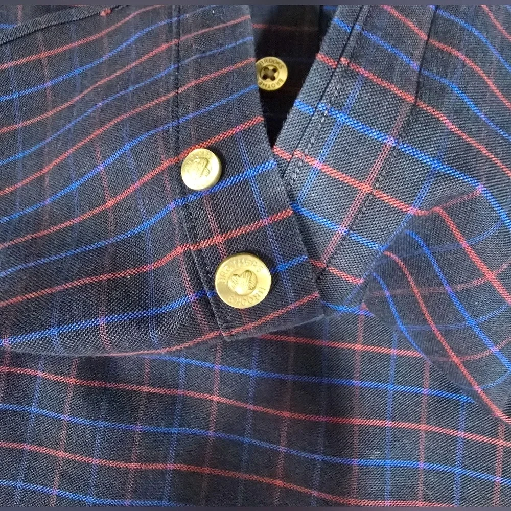 NWOT Brooks Brothers MILANO‎ Non-Iron Stretch Plaid Long Sleeve Butyon Down XL